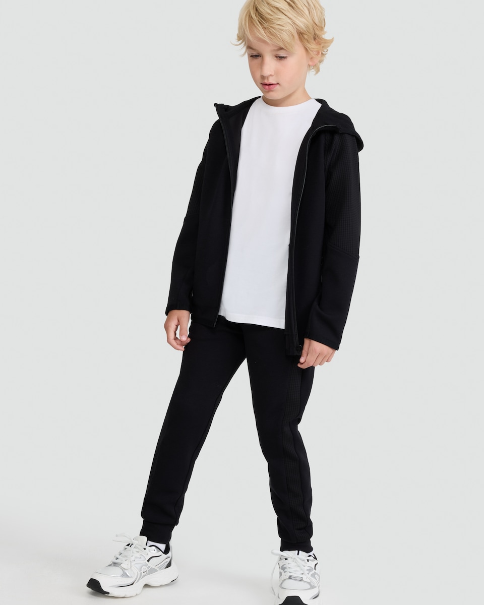 image 1 of F&F Active Boys Cuffed Zip Joggers with Cotton in Black