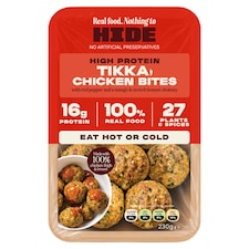 HIDE High Protein Tikka Chicken Bites with Red Pepper and Scotch Bonnet & Mango Chutney 230g