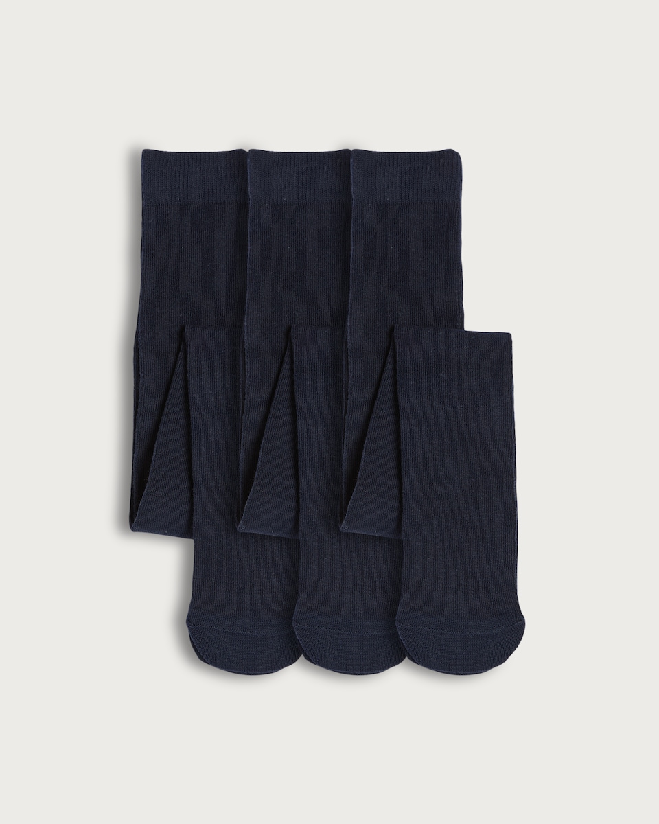 F&F School Girls 3-Pack Cotton Rich Tights in Multi