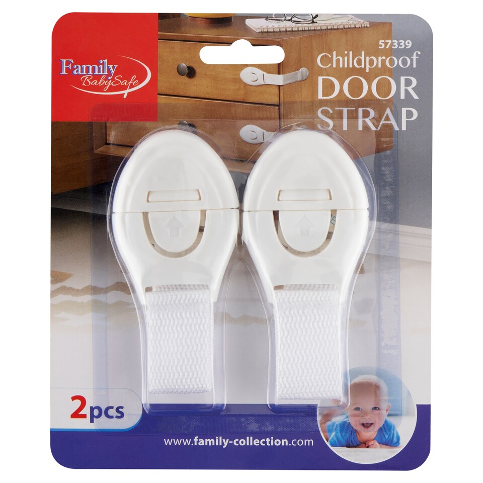 Family BabySafe Bezpečnostný uzáver na dvere samolepiaci biely 21 cm 2 ks