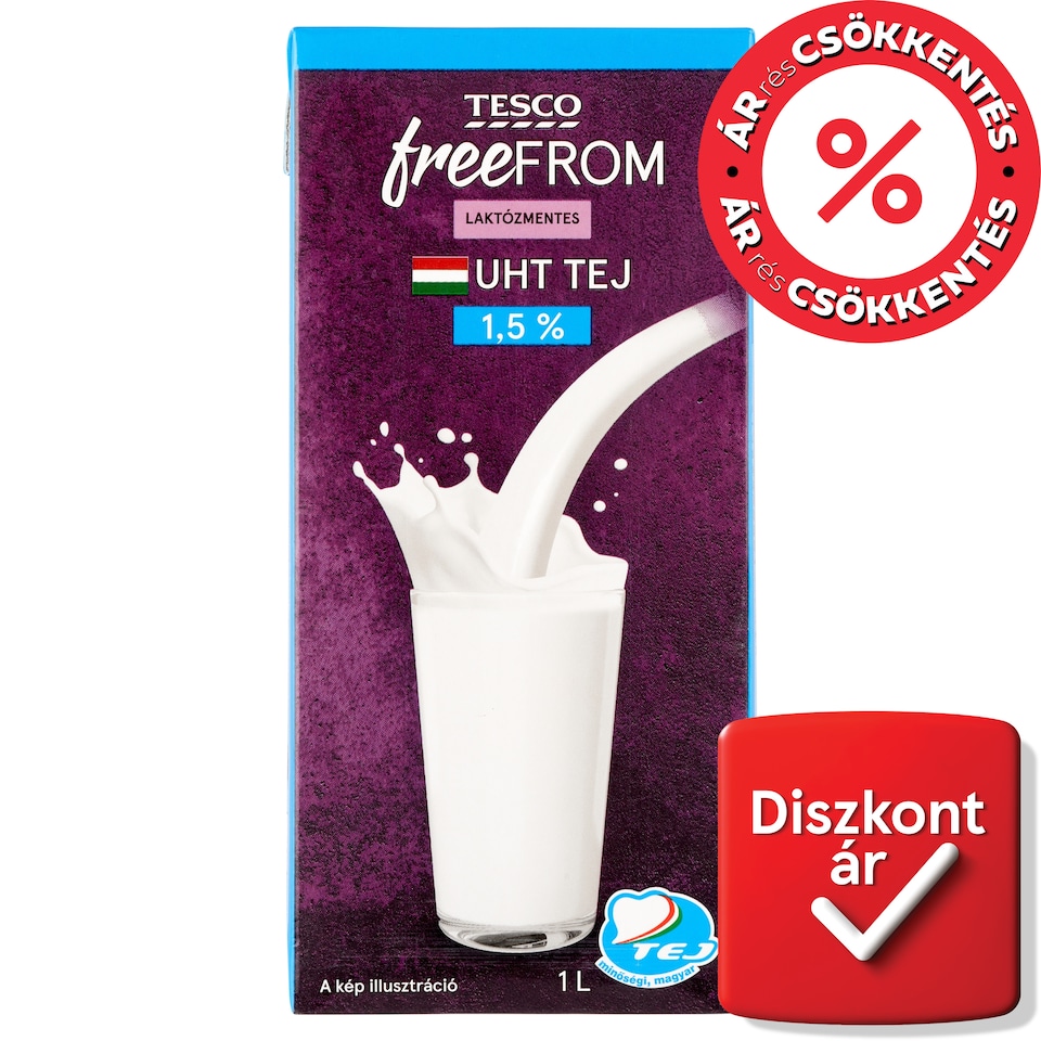 Tesco Free From UHT laktózmentes zsírszegény tej 1,5 % 1 l