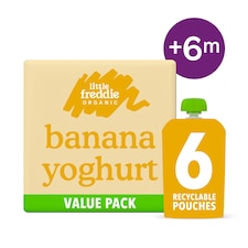 Little Freddie Organic Banana Greek Style Yoghurt Baby Food Pouch Multipack 6+ Months 6 x 100g