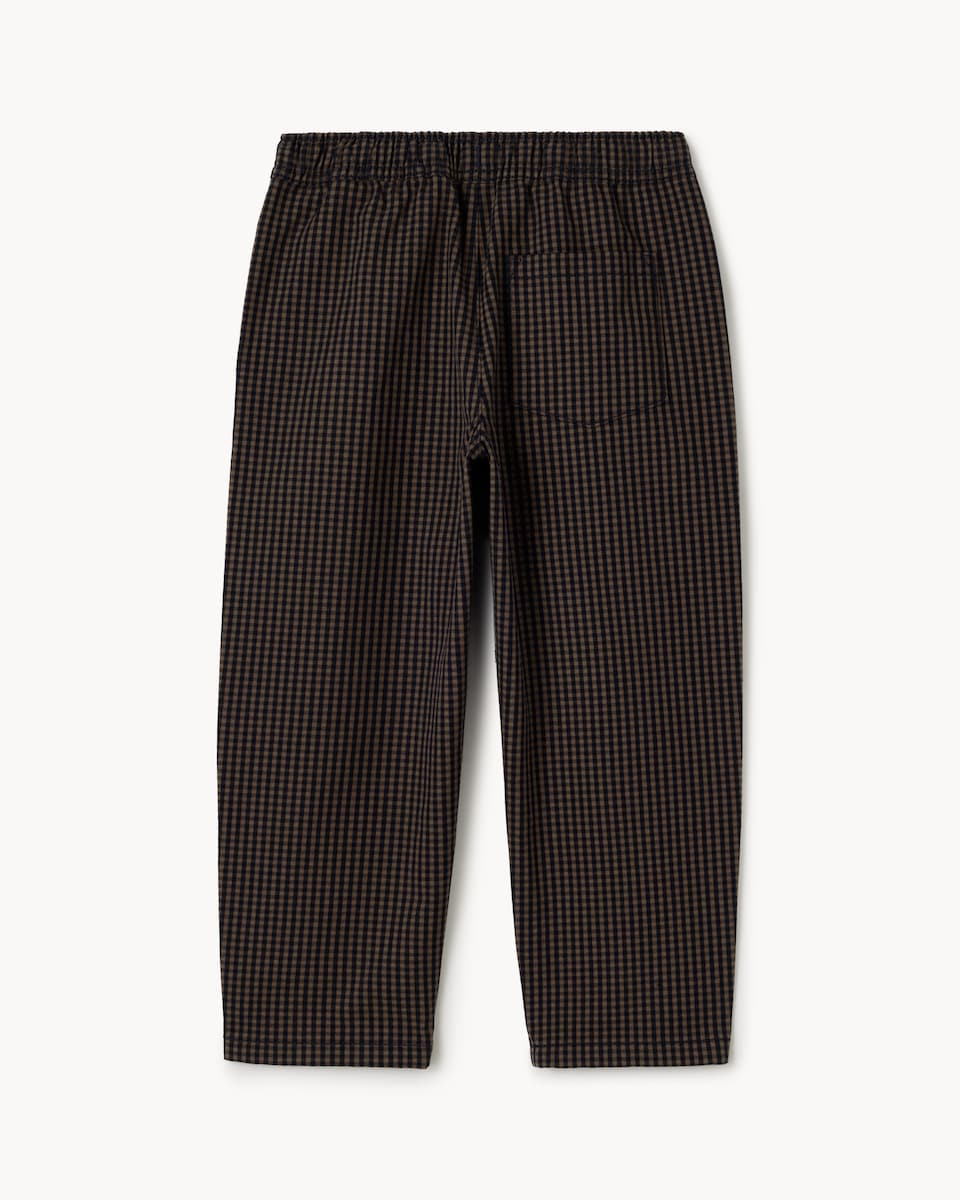 image 1 of F&F Boys Checked Barrel Leg Trousers in Brown
