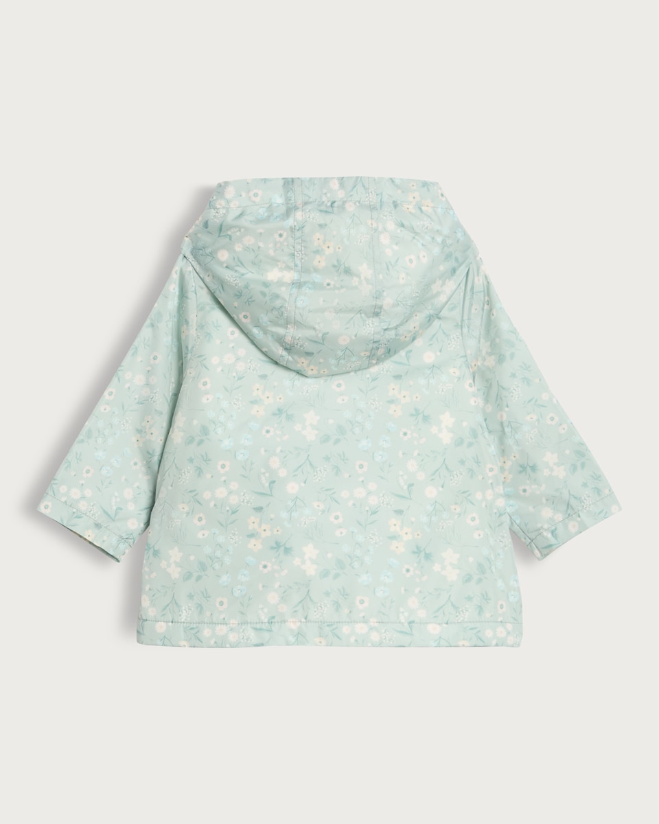 image 1 of F&F Baby Floral Print Hooded Shower Resistant Jacket in Mint