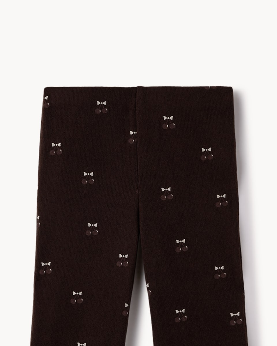 image 1 of F&F Girls Brushed Cherry Top and Flared Leggings Set in Brown