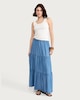 image 1 of F&F Pure Lyocell Tiered Midi Skirt in Blue