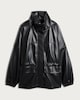 image 4 of F&F Faux Leather High Neck Cinched Waist Jacket in Black