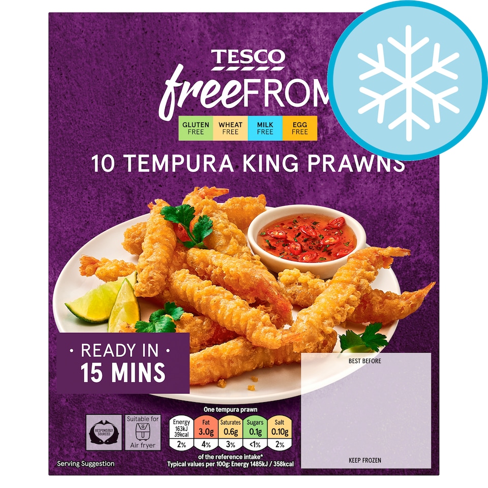 Tesco Free From 10 Tempura King Prawns 130g