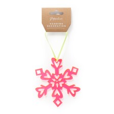 Paperchase Neon Christmas Hanging Snowflake Decoration - Pink