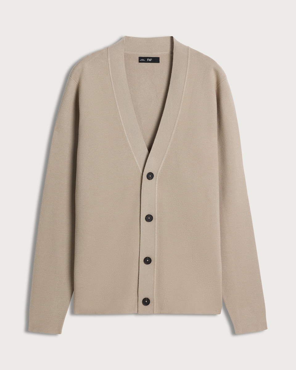 F&F Knitted Button Up Relaxed Fit Cardigan in Stone