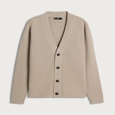 F&F Knitted Button Up Relaxed Fit Cardigan in Stone