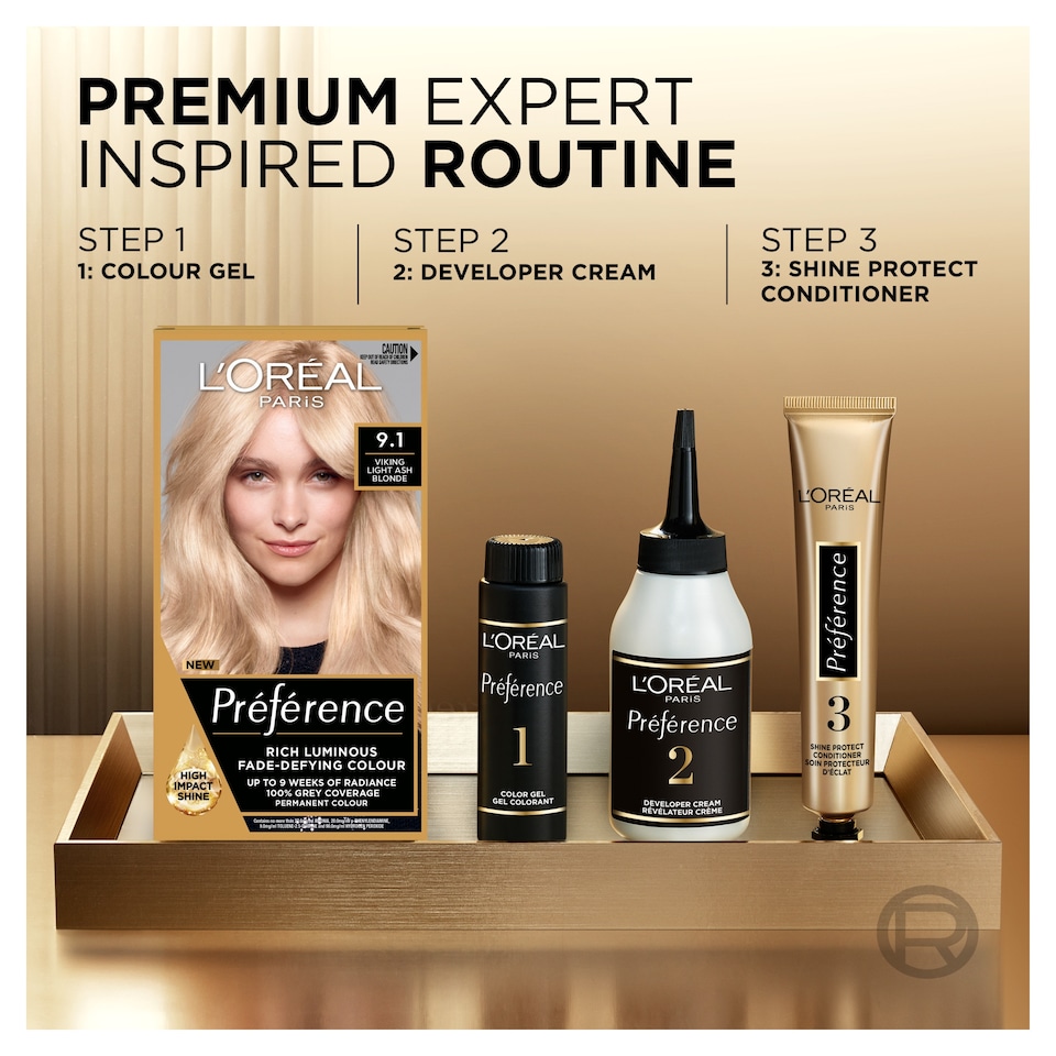 image 1 of L'Oreal Paris Preference 9.1 Oslo Viking Light Ash Blonde Permanent Hair Dye