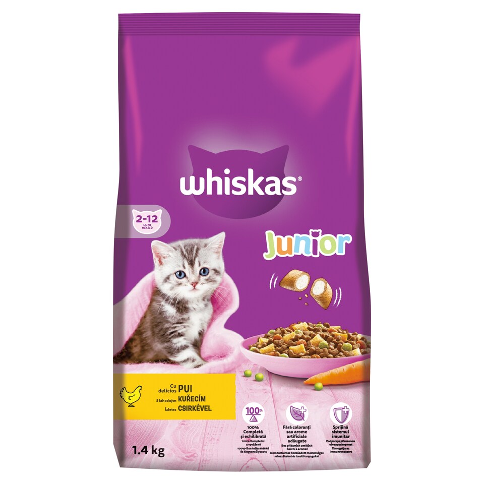 Whiskas Junior s lahodným kuřecím 1,4kg