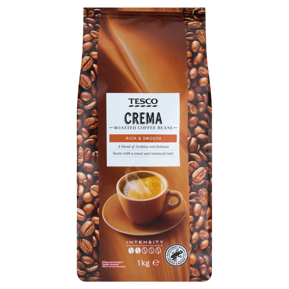 Tesco Crema směs pražené zrnkové kávy 1kg