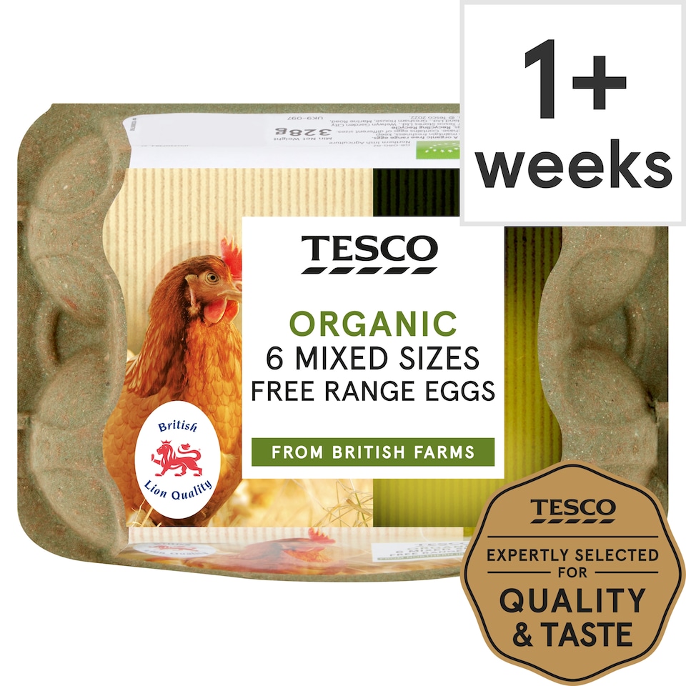 Tesco Mixed Sized Organic Eggs 6 Pack