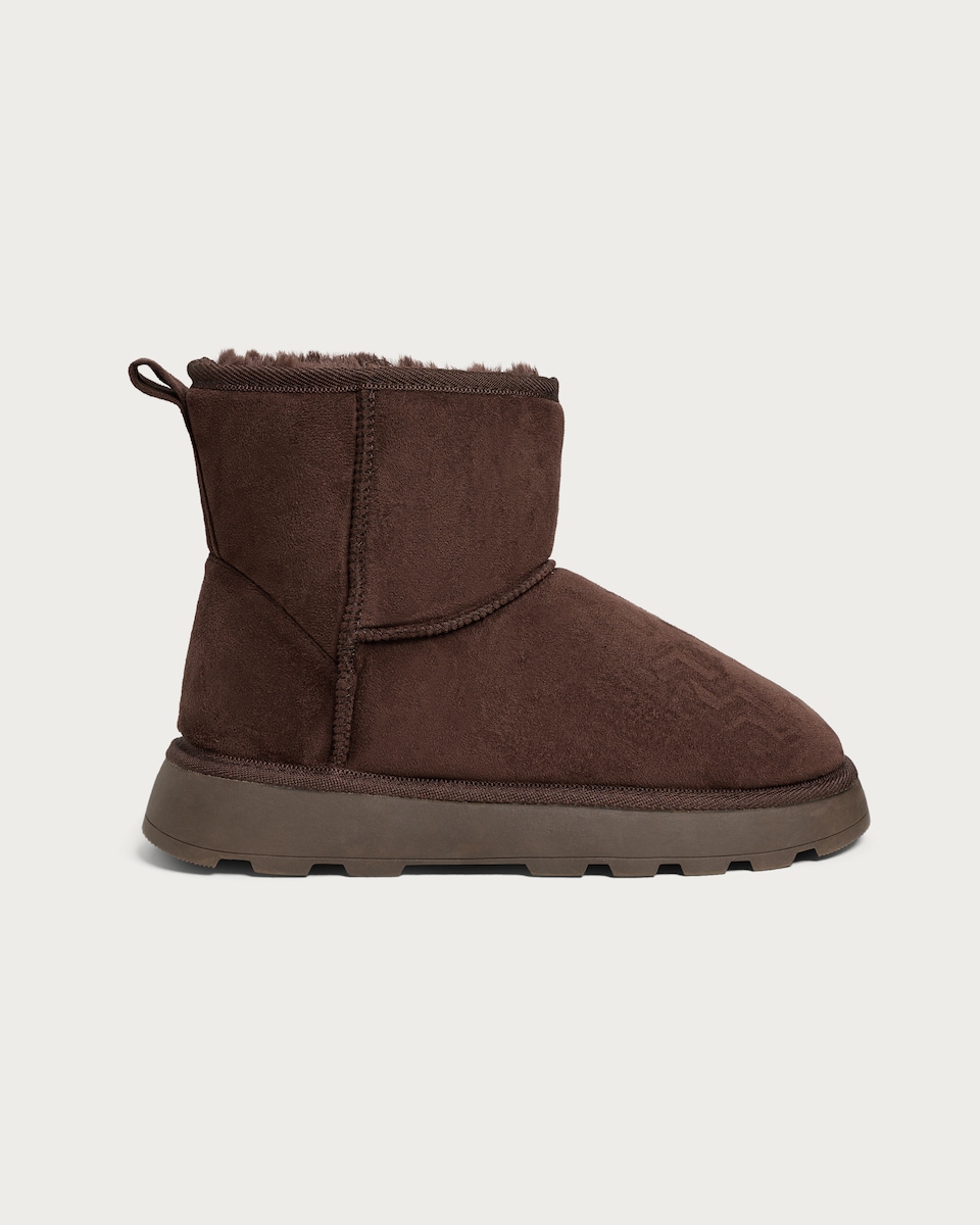 image 1 of F&F Faux Fur Lined Ankle Boot Slippers in Brown