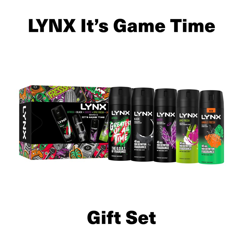 image 1 of Lynx Its Game Time Bodyspray Collection 5 x 150ml