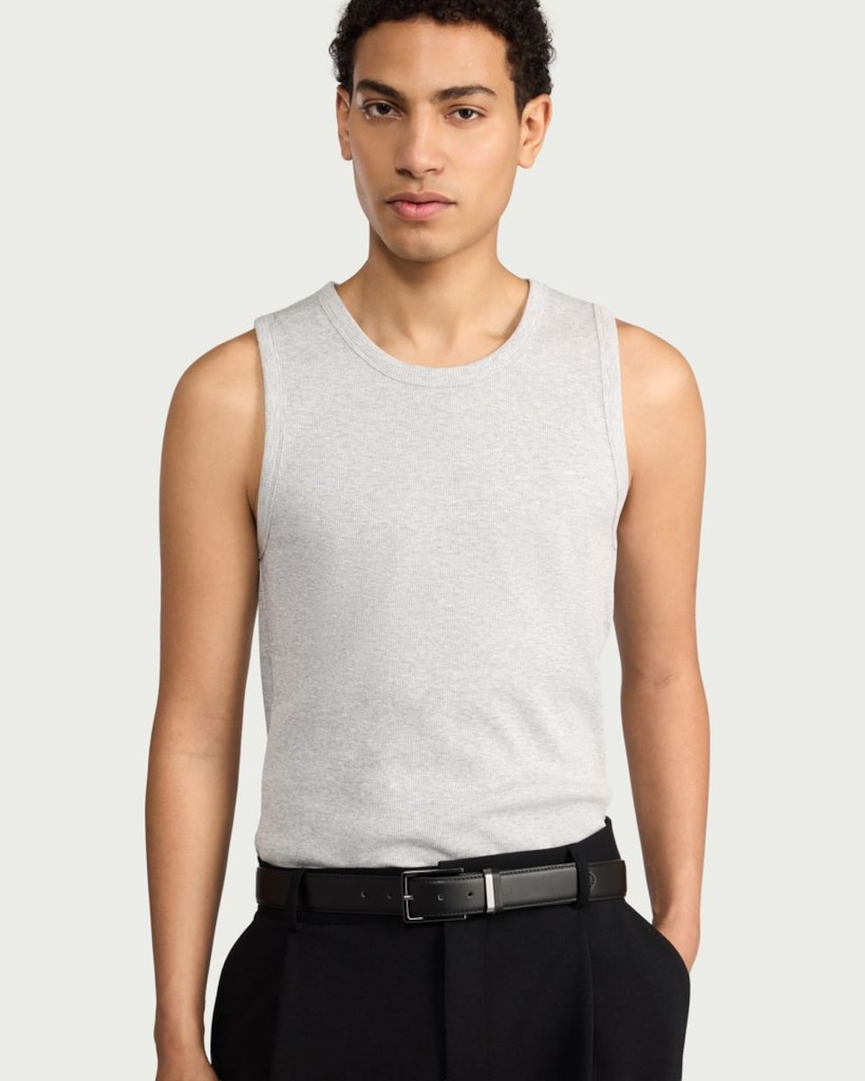 image 1 of F&F Cotton Rich Ribbed Vest in Grey