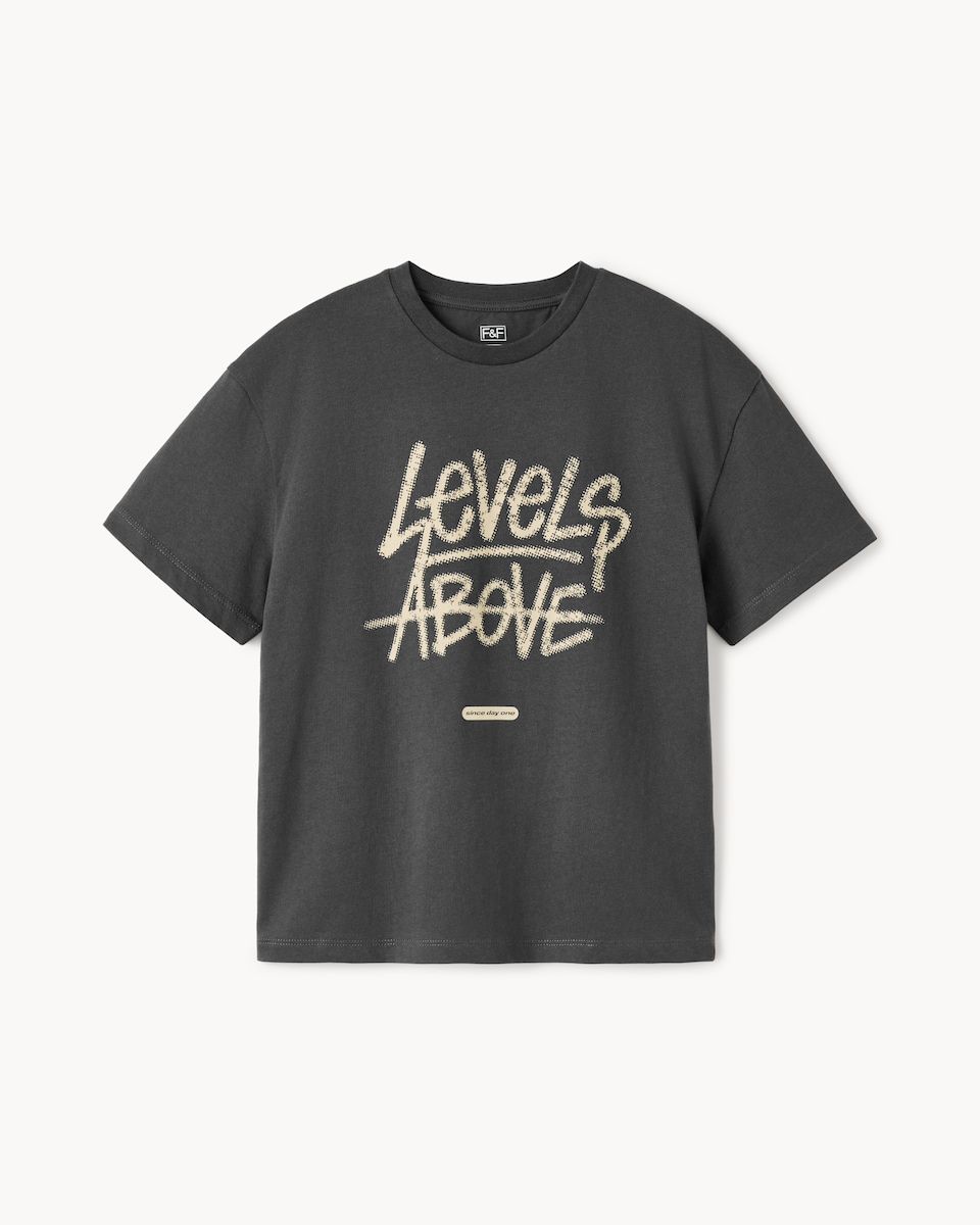 image 1 of F&F Boys Pure Cotton Slogan T-Shirt in Grey