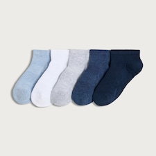 F&F Active 5-Pack Cotton Rich Trainer Socks in Blue
