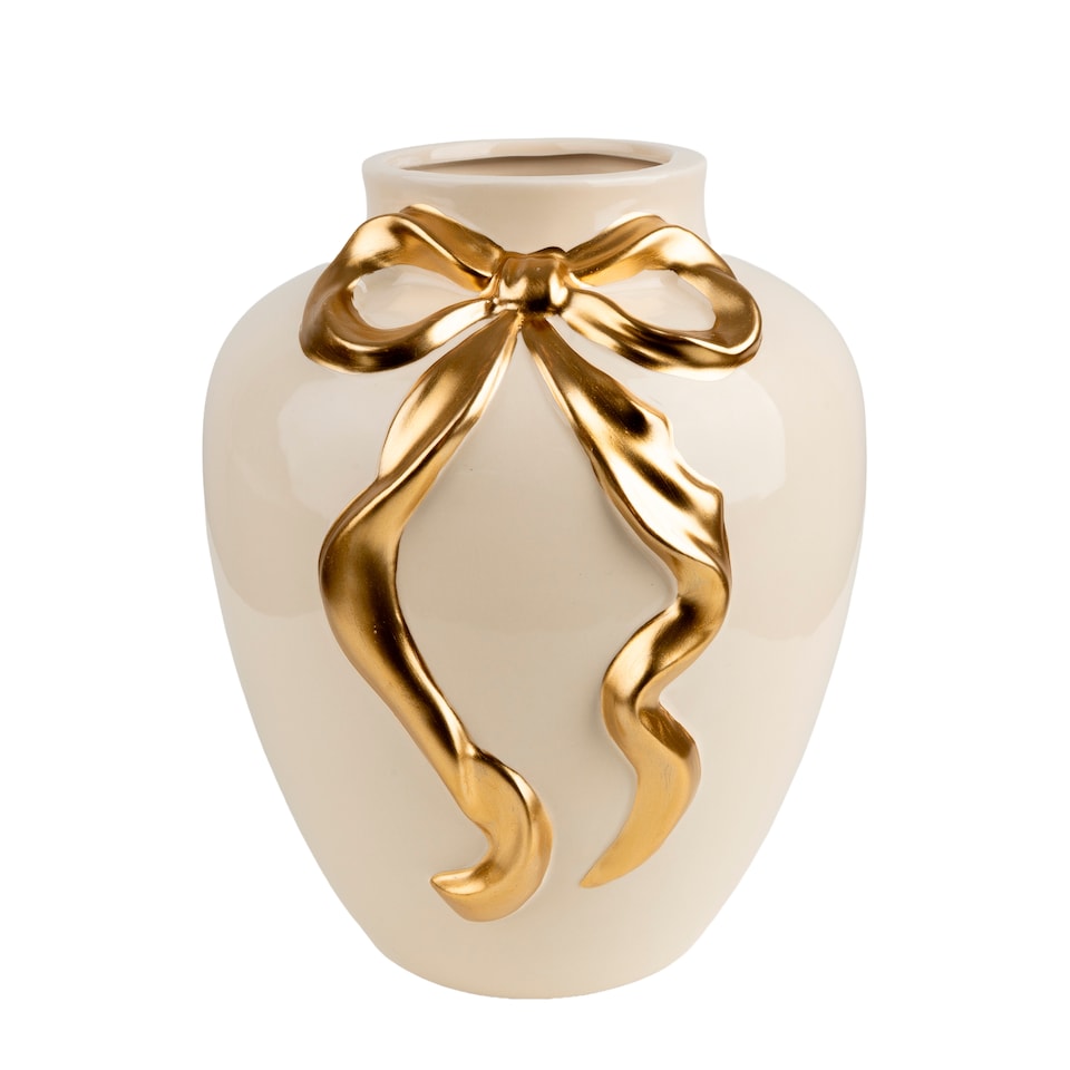 Candlelight Ceramic Bow Vase