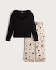 image 4 of F&F Ribbed Scoop Neck Star Print Pyjama Set in Multi Black