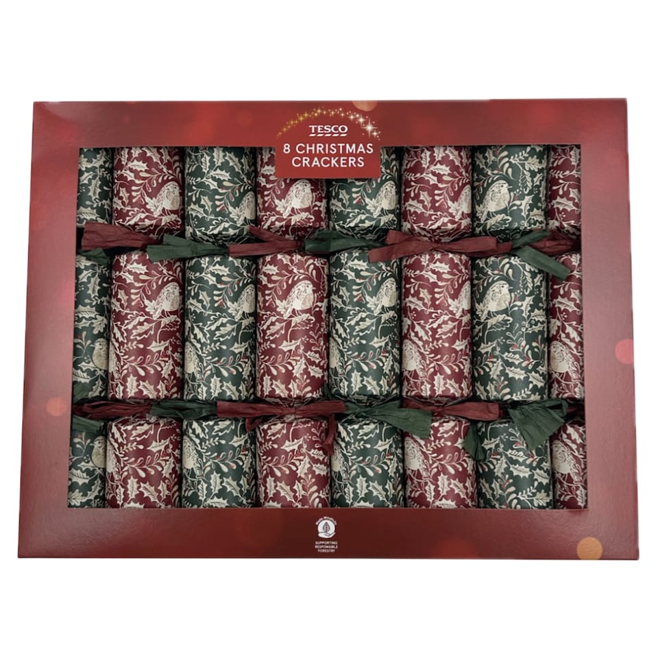 image 1 of Tesco Robin Dinner Christmas Crackers 8 Pack