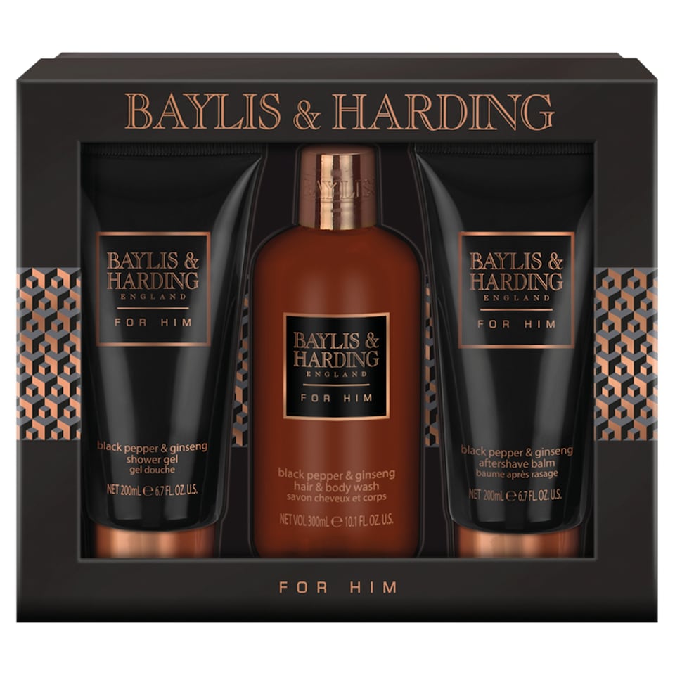 Baylis And Harding Men's Black Pepper 3Pc