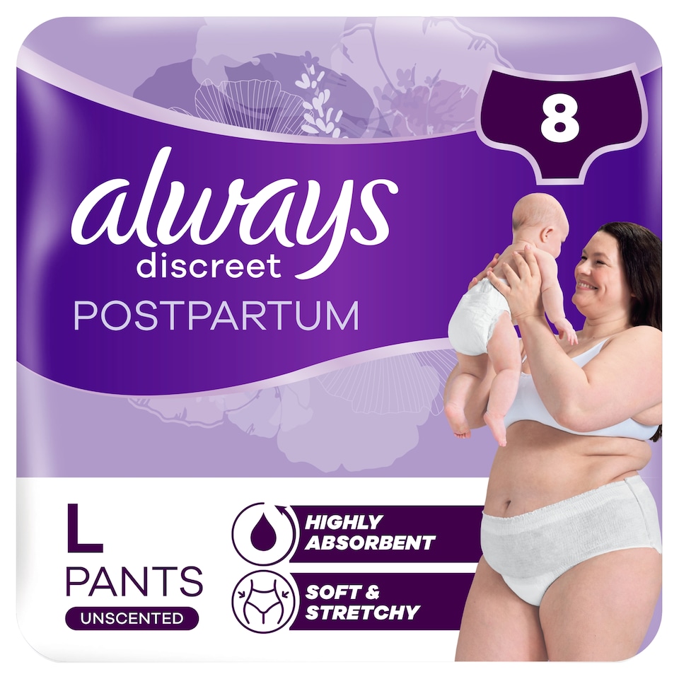 image 1 of Always Discreet Post Partum Pants Large 8ct