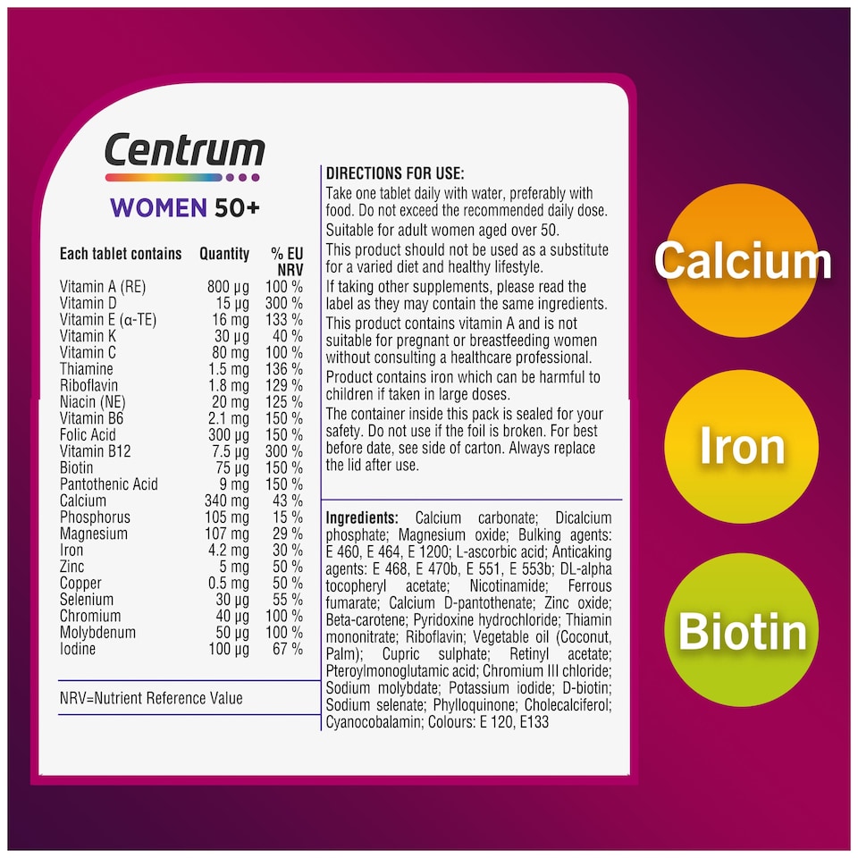 image 1 of Centrum Women 50+ Multivitamin 60s Tablets