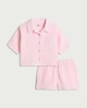 image 1 of F&F Girls 2-Piece Pure Cotton Textured Shirt and Shorts Set in Pink
