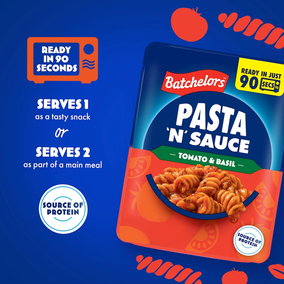 image 1 of Batchelors Pasta 'n' Sauce Microwave Ready Meal Pasta with Tomato and Basil Sauce  200g