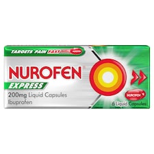 Nurofen Express Pain Relief Ibuprofen 200mg Liquid Caplets 6 Pack