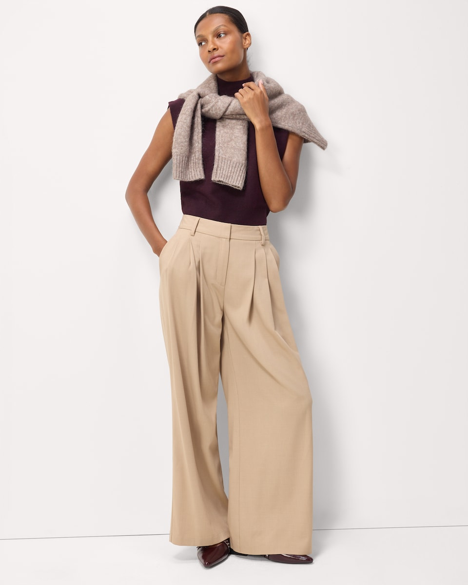 image 1 of The F&F Edit Knitted High Neck Sleeveless Jumper in Burgundy