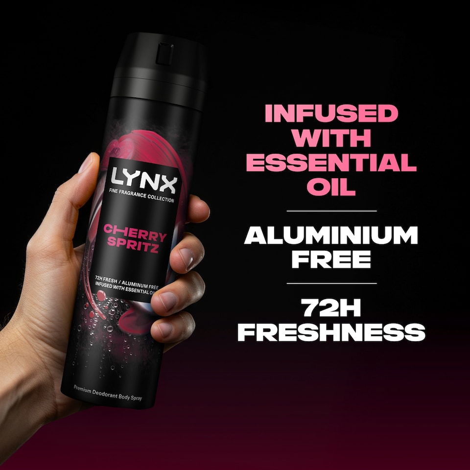 image 1 of Lynx Cherry Spritz 72h Fine Fragrance Premium Deodorant Bodyspray for Men 200ml