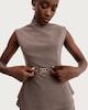 image 1 of F&F Belted Sleeveless Peplum Hem Co-ord Top in Mink