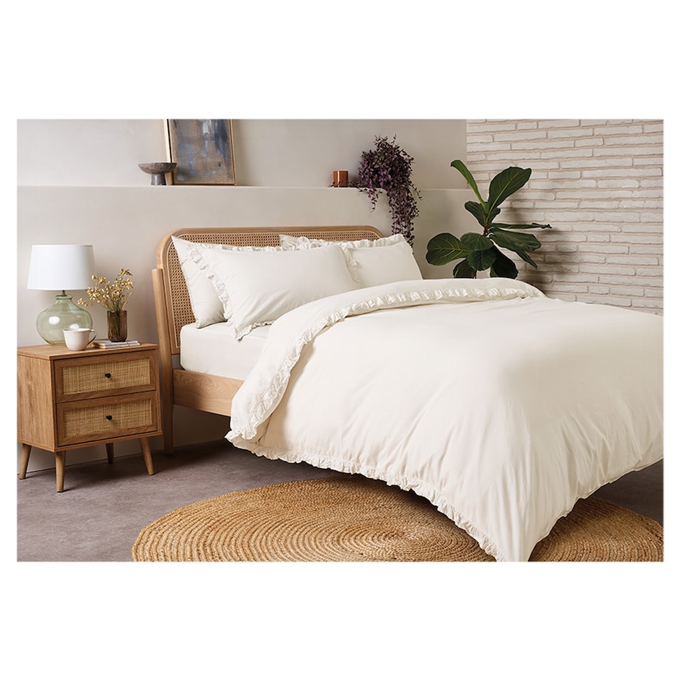 F&F Home Washed Cotton Ivory Duvet Set Super King