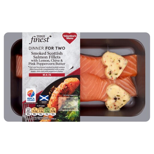 Tesco Finest Smoked Salm Fillets Lemon & Pink Peppercorn Btr 220G
