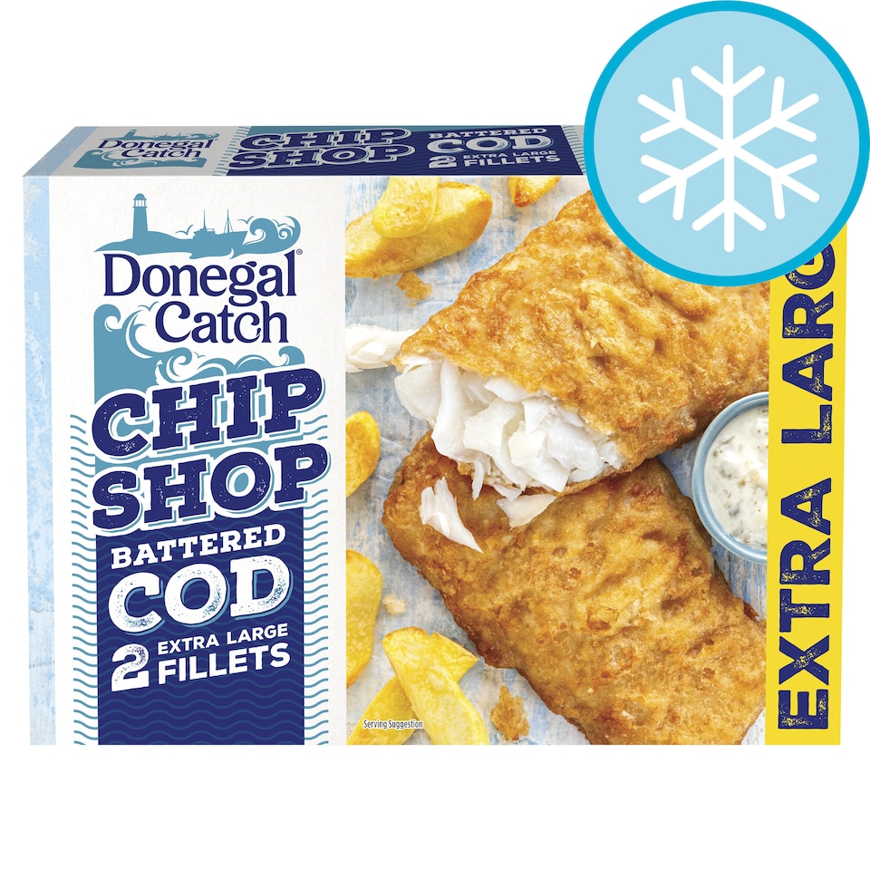Donegal Catch Chip Shop Battered Cod 2 Extra Large Fillets 300g