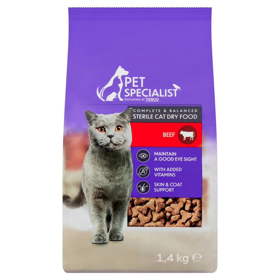 Pet Specialist Kompletné krmivo pre dospelé sterilizované mačky s hovädzinou 1,4 kg