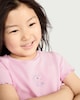 image 1 of F&F Girls Pure Cotton Unicorn Embroidered T-Shirt in Pink