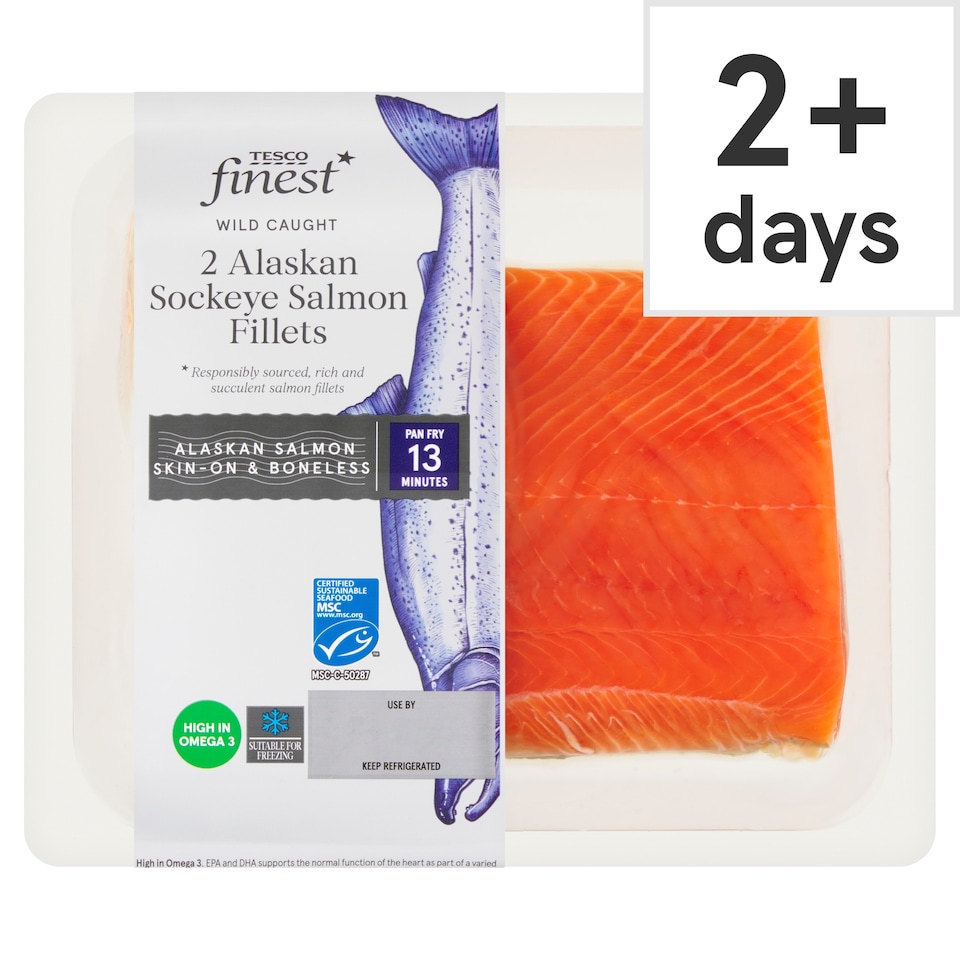 Tesco Finest 2 Wild Caught Sockeye Salmon Fillets 230G