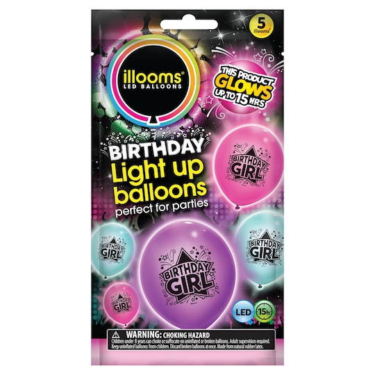 Iloom Birthday Girl Balloons 5 Pack Tesco Groceries
