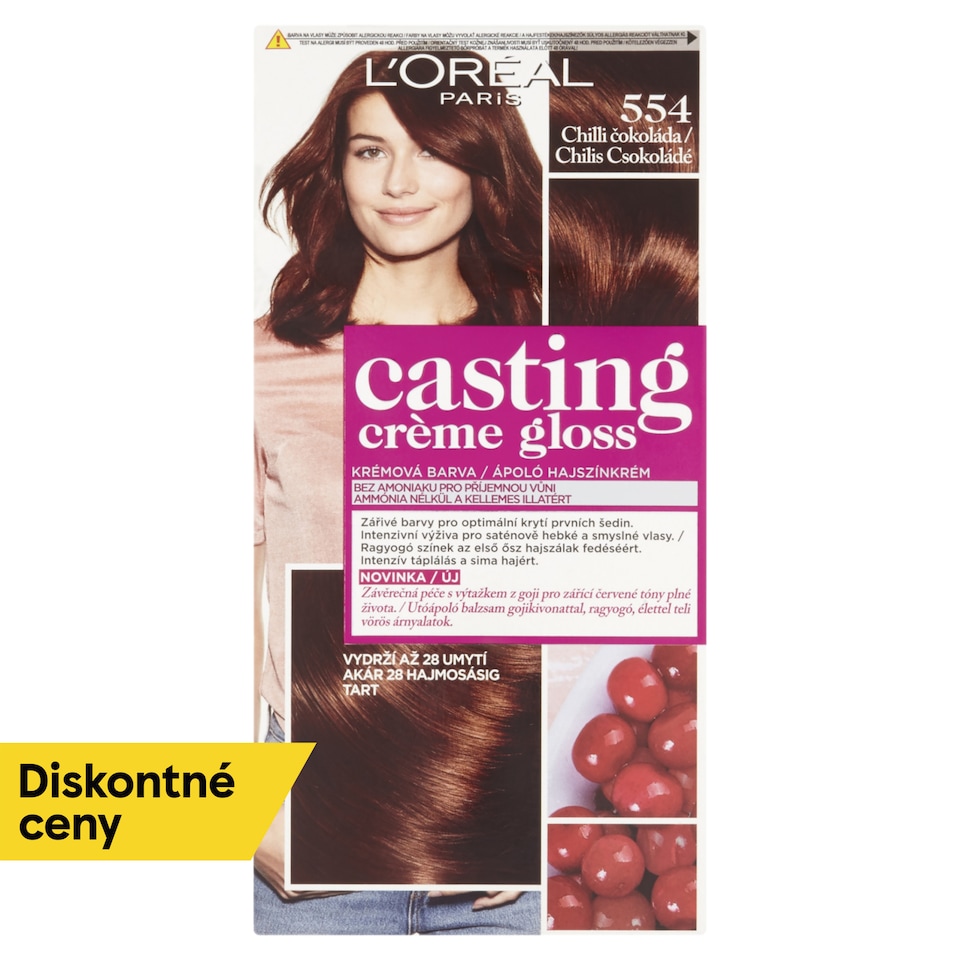 L'Oréal Paris Casting Creme Gloss, semipermanentná farba 554 CHILLI ČOKOLÁDA, 48 +72 +60 ml
