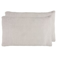 F&F Home Bedding Silver Teddy Fleece Pillow Case Pair