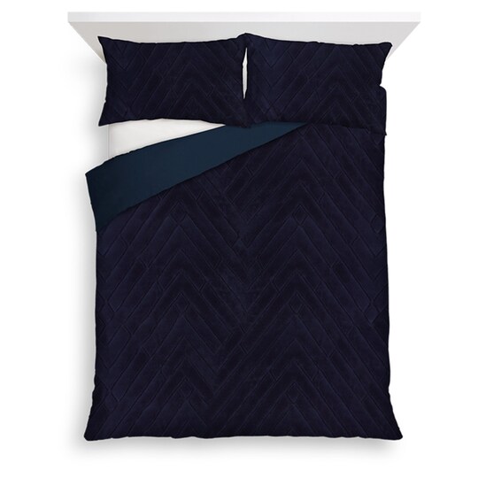 Tesco Navy Carved Faux Fur Duvet Set Double Tesco Groceries
