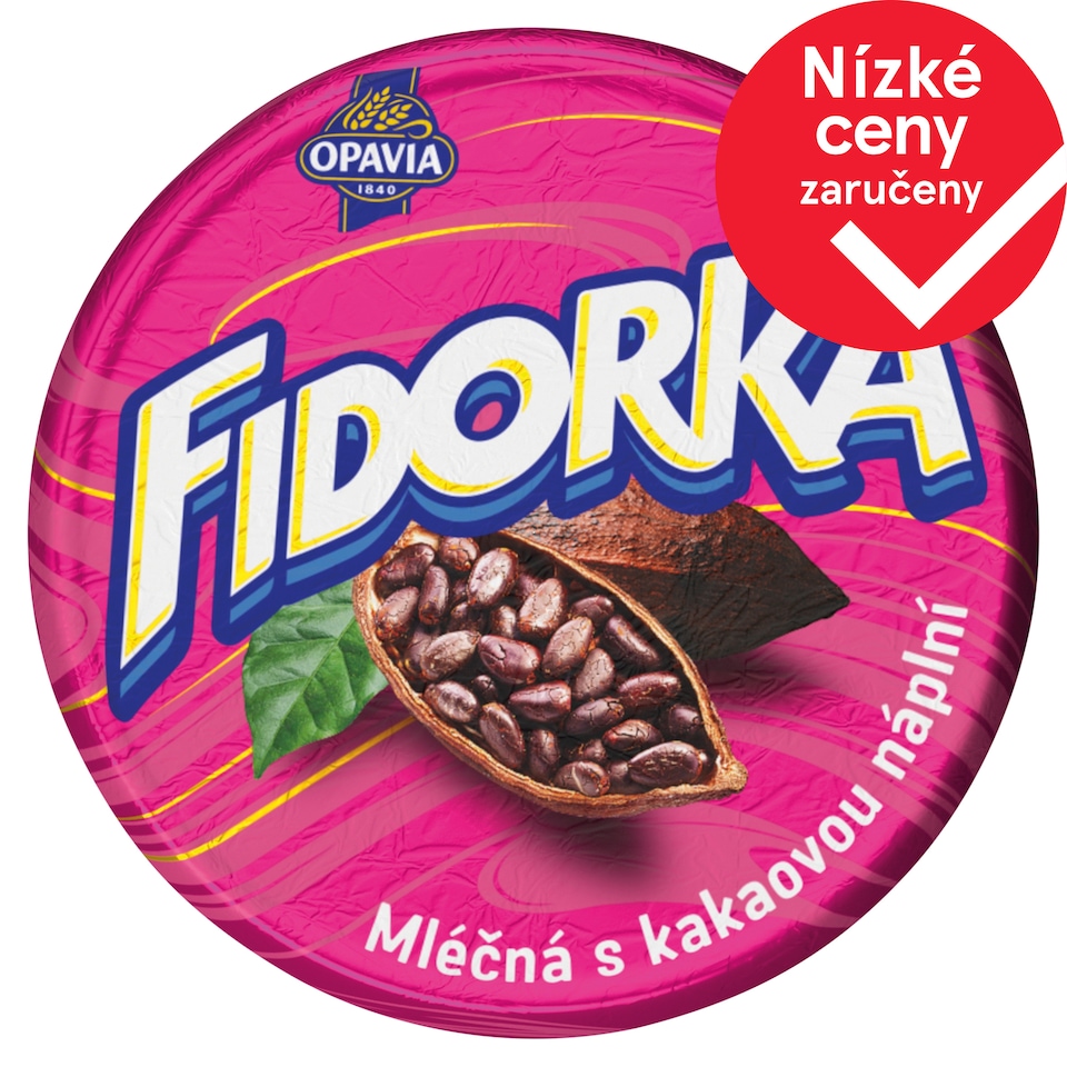 Opavia Fidorka Mléčná s kakaovou náplní růžová 30g