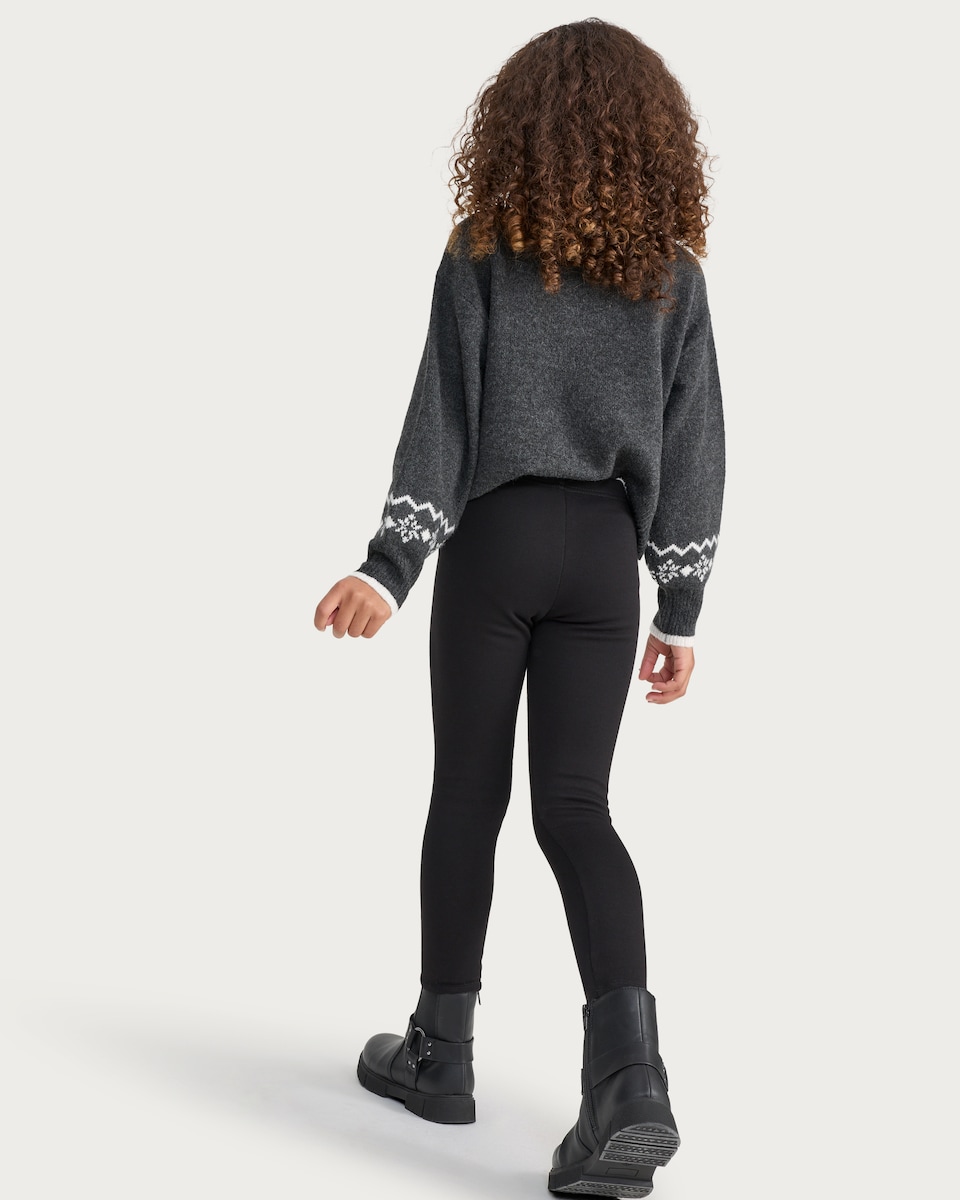 image 1 of F&F Girls fleece Lined Leggings  in Black