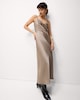 image 2 of F&F Satin Cowl Neck Midi Dress in Mink