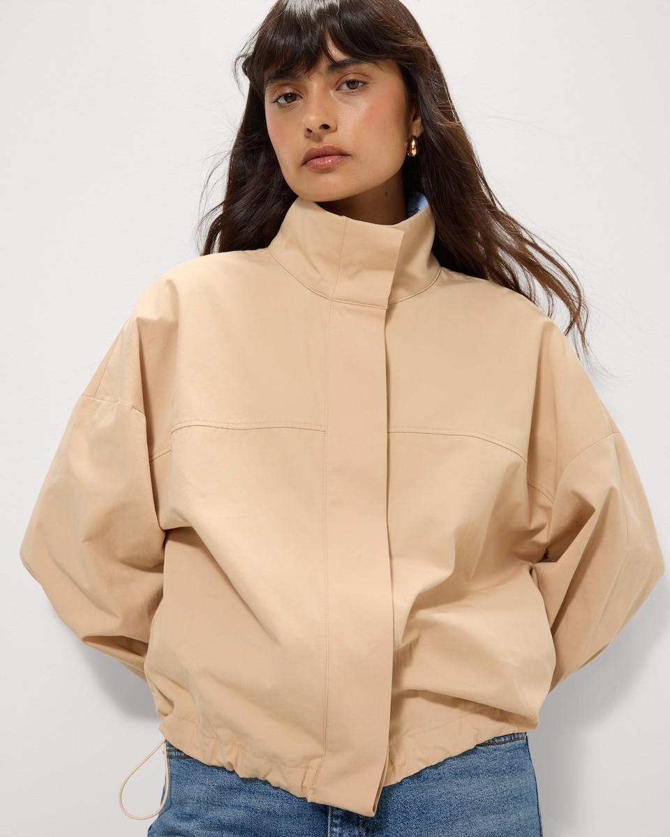image 1 of F&F Pure Cotton Funnel Neck Jacket in Neutral